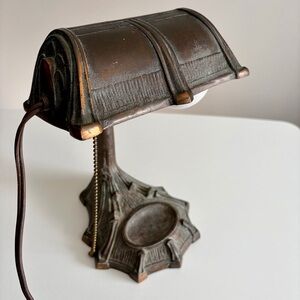 Vintage 1920s Cast Iron Desk Lamp – Art Deco – Made in Canada – 11in